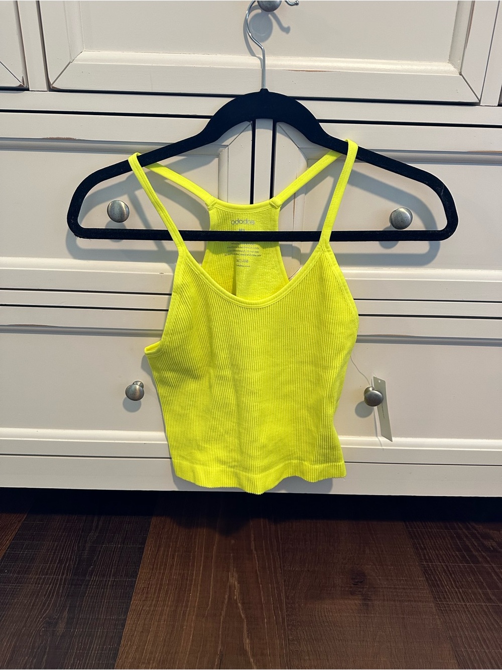 Neon Yellow Ribbed Racerback Crop Tank Top